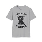 T-Shirt — 'Adult Life Sucks ' Tired Cat Graphic Tee (Tired jokes)
