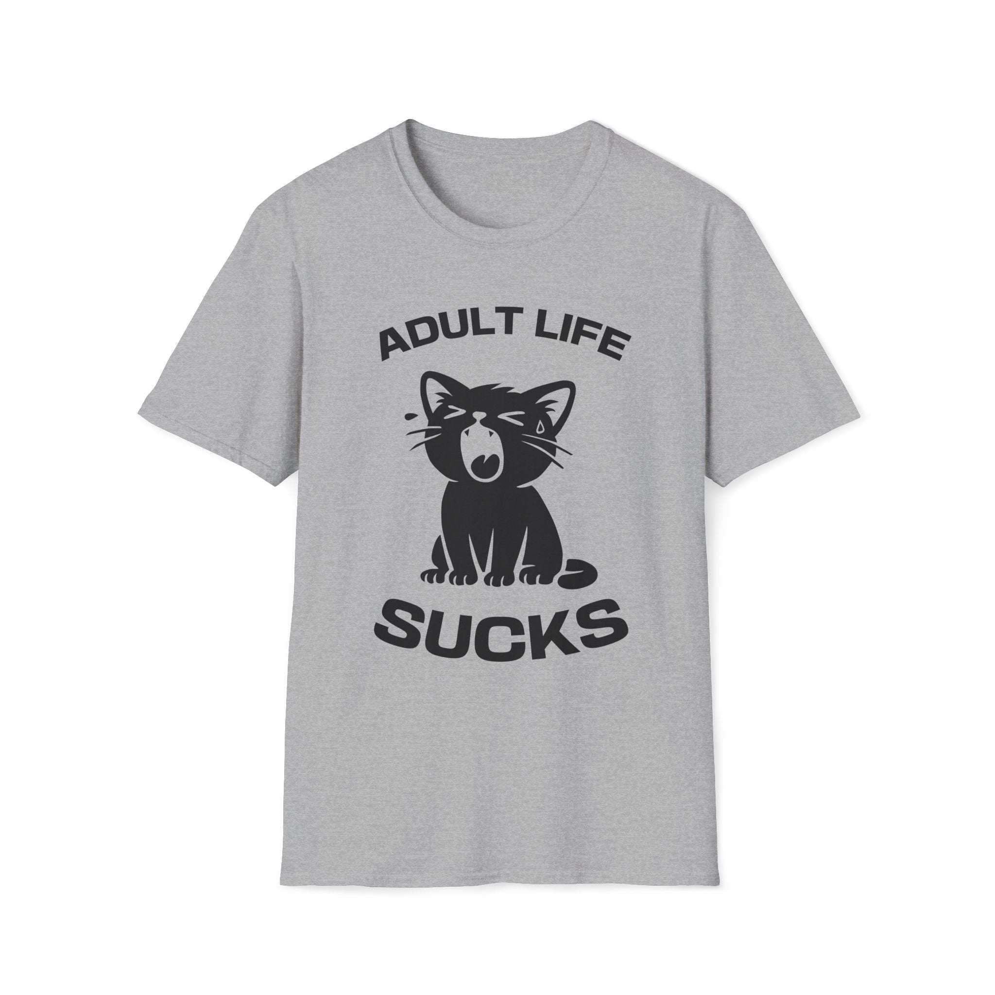 T-Shirt — 'Adult Life Sucks ' Tired Cat Graphic Tee (Tired jokes)