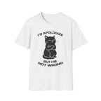 T-Shirt — 'I'd apologize but i'm not wrong' Tired Cat Graphic Tee (Tired jokes)