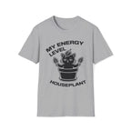 T-Shirt — 'ENERGY LEVEL HOUSEPLANT' Tired Cat Graphic Tee (Tired jokes)
