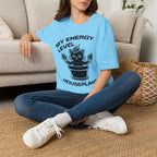 T-Shirt — 'ENERGY LEVEL HOUSEPLANT' Tired Cat Graphic Tee (Tired jokes)