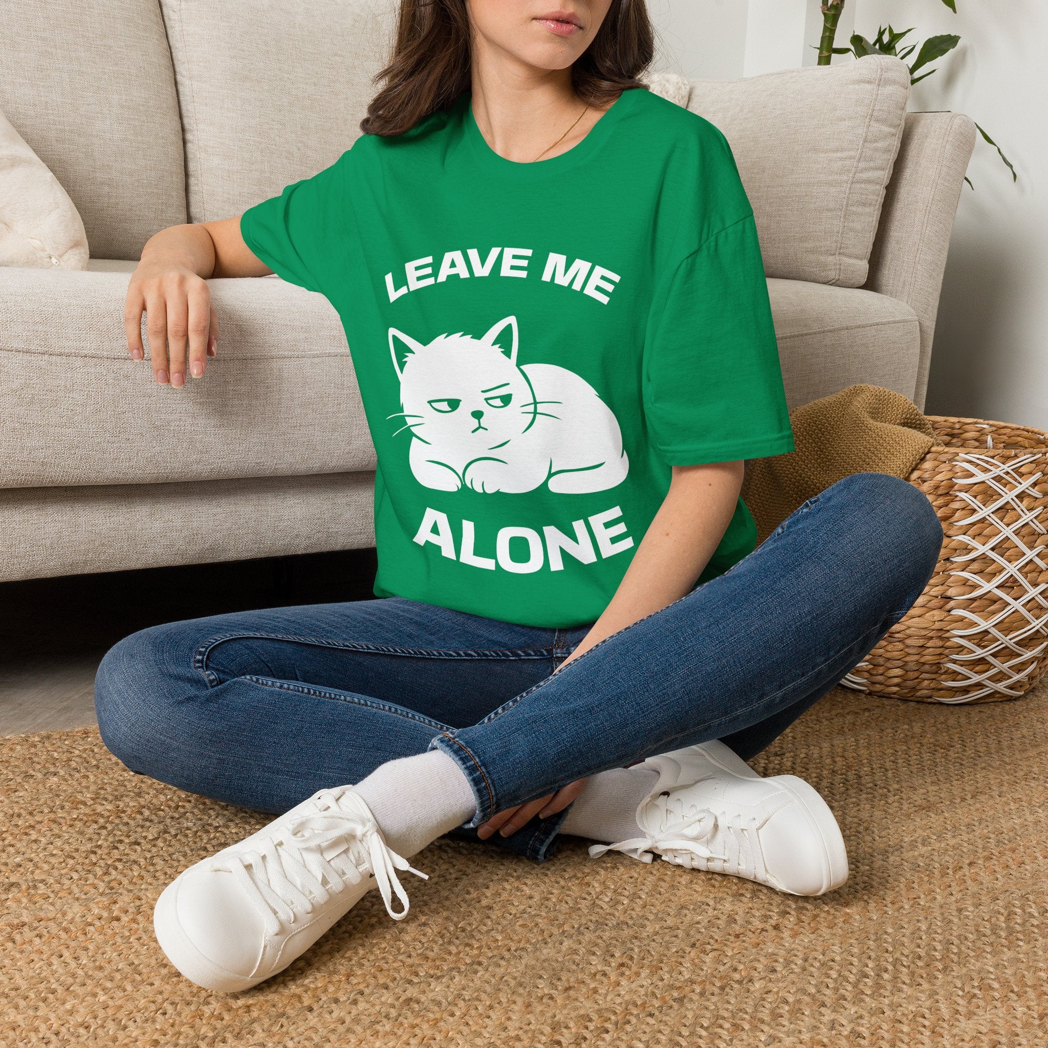 T-Shirt — 'LEAVE ME ALONE' Tired Cat Graphic Tee (Tired jokes)