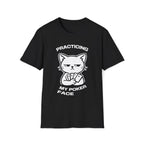 T-Shirt — 'PRACTICING MY POKER FACE' Tired Cat Graphic Tee (Tired jokes)