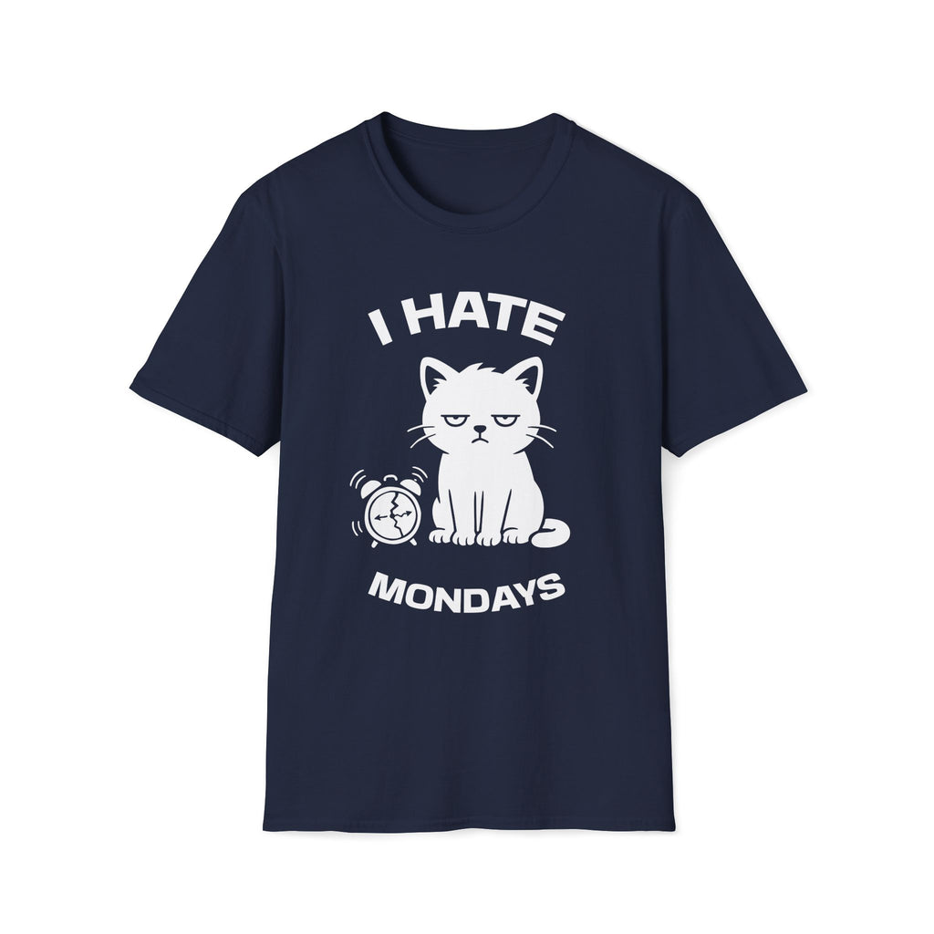 T-Shirt — 'I HATE MONDAYS ' Tired Cat Graphic Tee (Tired jokes)