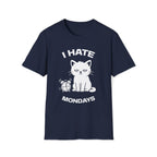 T-Shirt — 'I HATE MONDAYS ' Tired Cat Graphic Tee (Tired jokes)