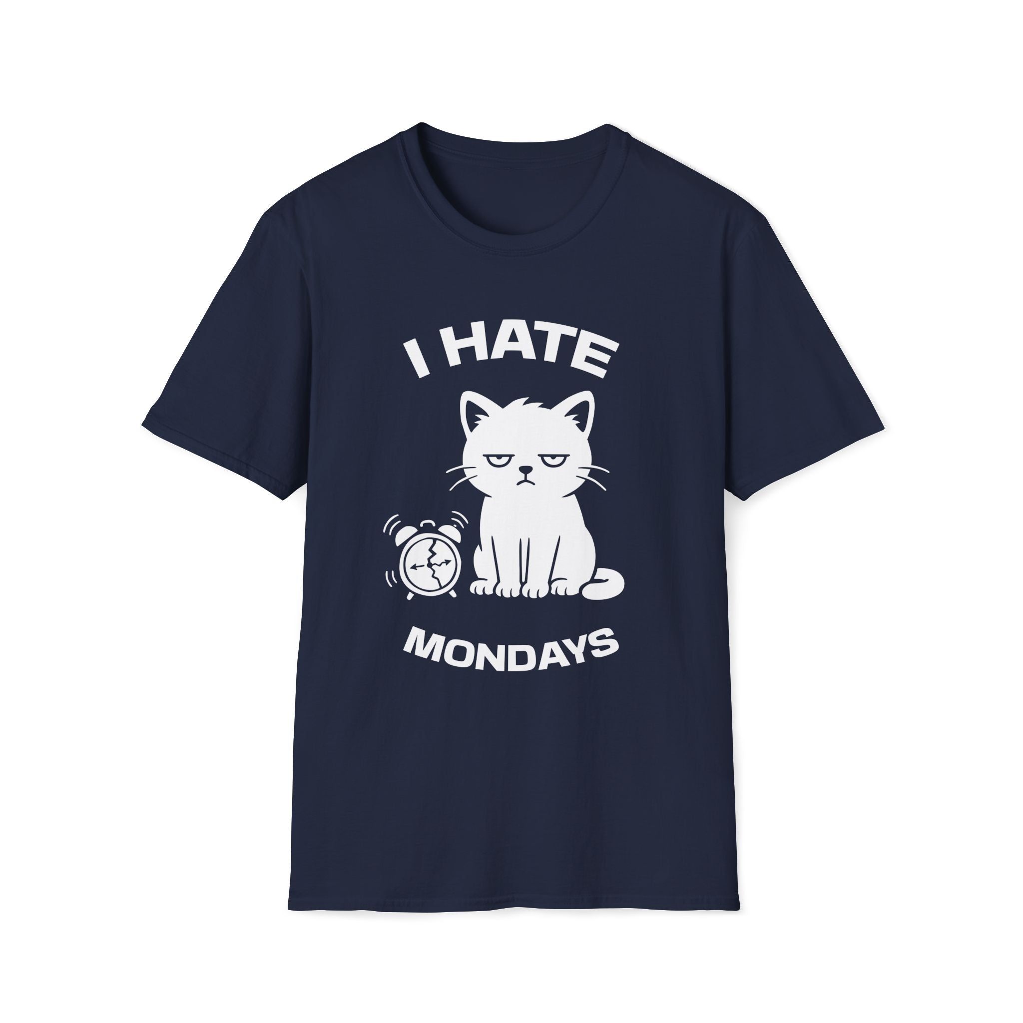 T-Shirt — 'I HATE MONDAYS ' Tired Cat Graphic Tee (Tired jokes)