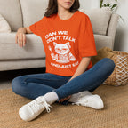 T-Shirt — 'CAN WE DON'T TALK AND JUST EAT' Tired Cat Graphic Tee (Tired jokes)