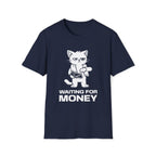 T-Shirt — 'WAITING FOR MONEY' Tired Cat Graphic Tee (Tired jokes)