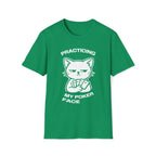 T-Shirt — 'PRACTICING MY POKER FACE' Tired Cat Graphic Tee (Tired jokes)