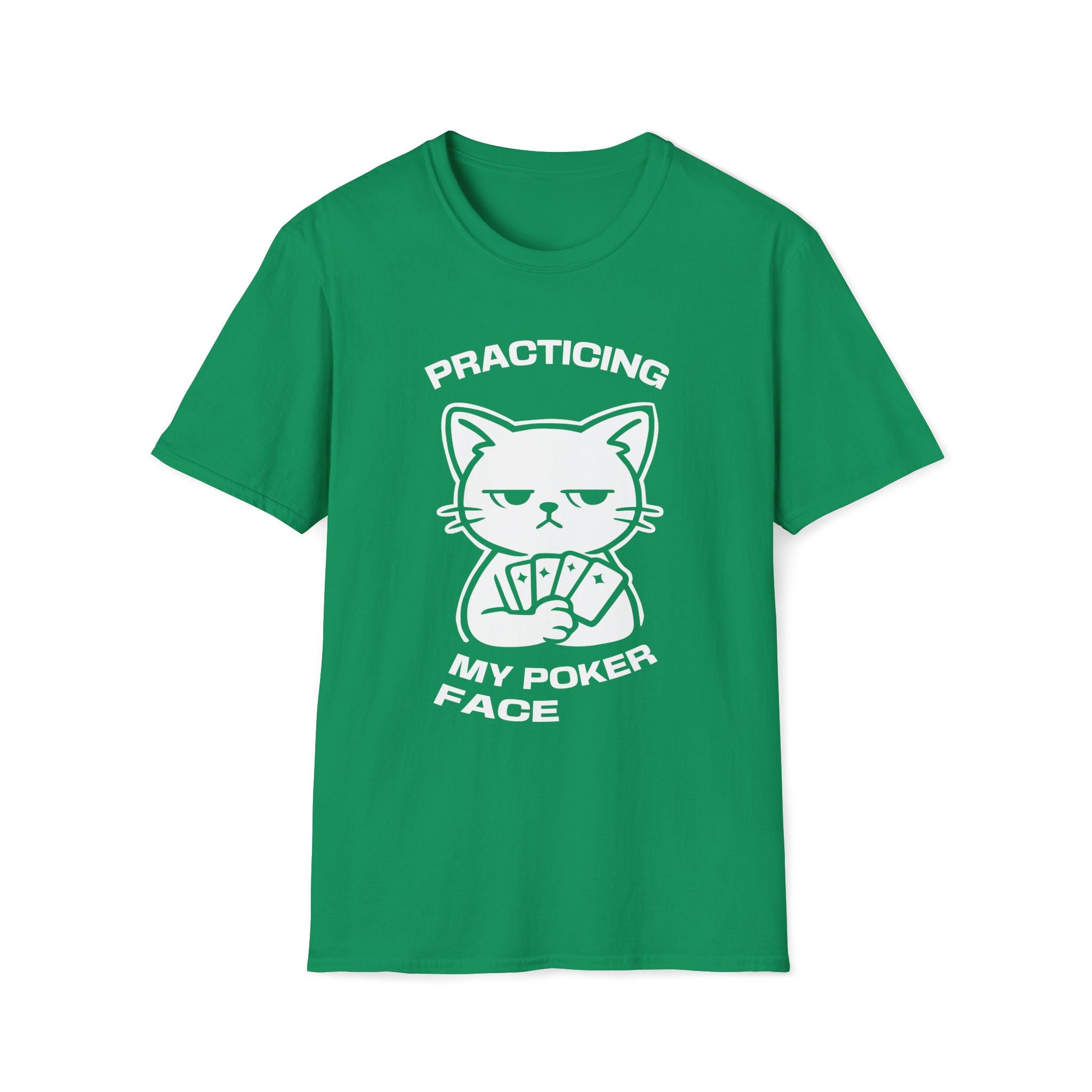 T-Shirt — 'PRACTICING MY POKER FACE' Tired Cat Graphic Tee (Tired jokes)