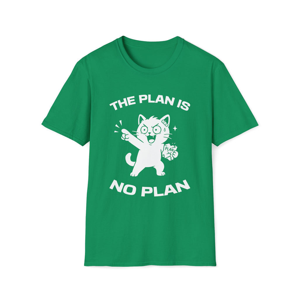 T-Shirt — 'The Plan Is No Plan' Tired Cat Graphic Tee (Tired jokes)