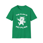 T-Shirt — 'The Plan Is No Plan' Tired Cat Graphic Tee (Tired jokes)