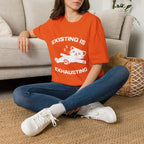 T-Shirt — 'Existing is Exhausthing ' Tired Cat Graphic Tee (Tired jokes)