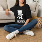 T-Shirt — 'WAITING FOR MONEY' Tired Cat Graphic Tee (Tired jokes)