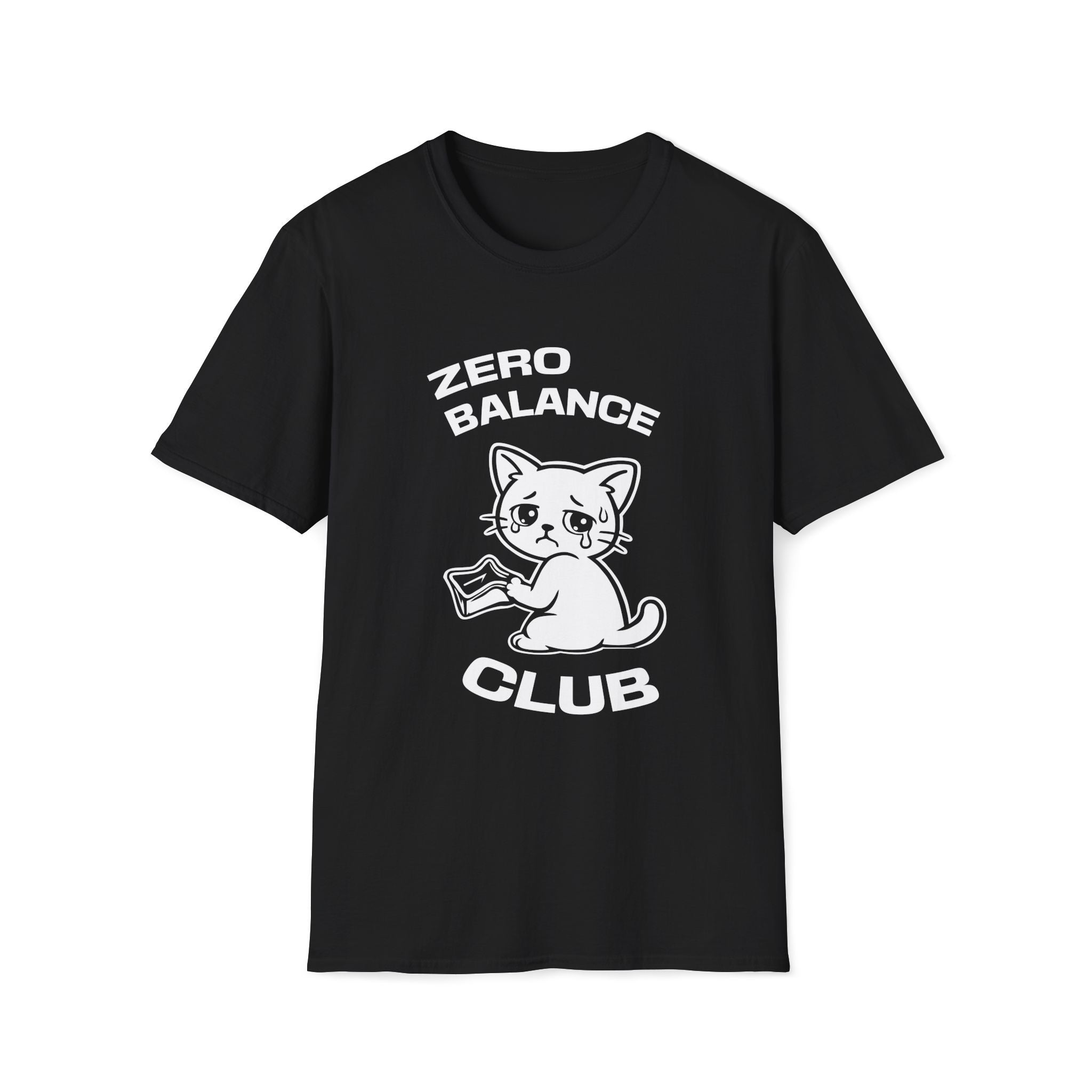T-Shirt — 'ZERO BALANCE CLUB' Tired Cat Graphic Tee (Tired jokes)