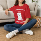 T-Shirt — 'Professional Overthinker' Tired Cat Graphic Tee (Tired jokes)