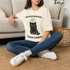 T-Shirt — 'Professional Overthinker' Tired Cat Graphic Tee (Tired jokes)