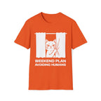 T-Shirt — 'Weekend Plan Avoiding People' Tired Cat Graphic Tee (Tired jokes)
