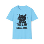 T-Shirt — 'This Is My Social Face' Tired Cat Graphic Tee (Tired jokes)