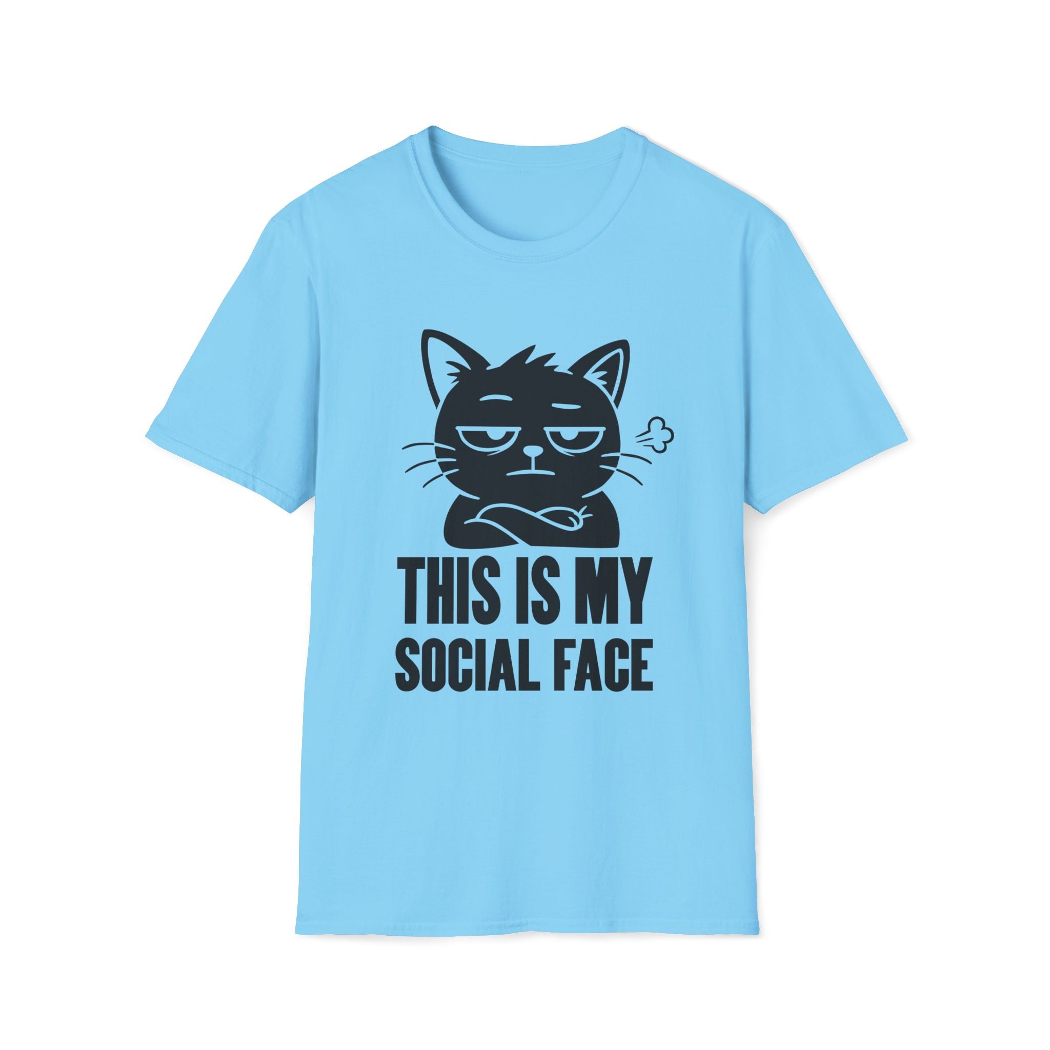 T-Shirt — 'This Is My Social Face' Tired Cat Graphic Tee (Tired jokes)