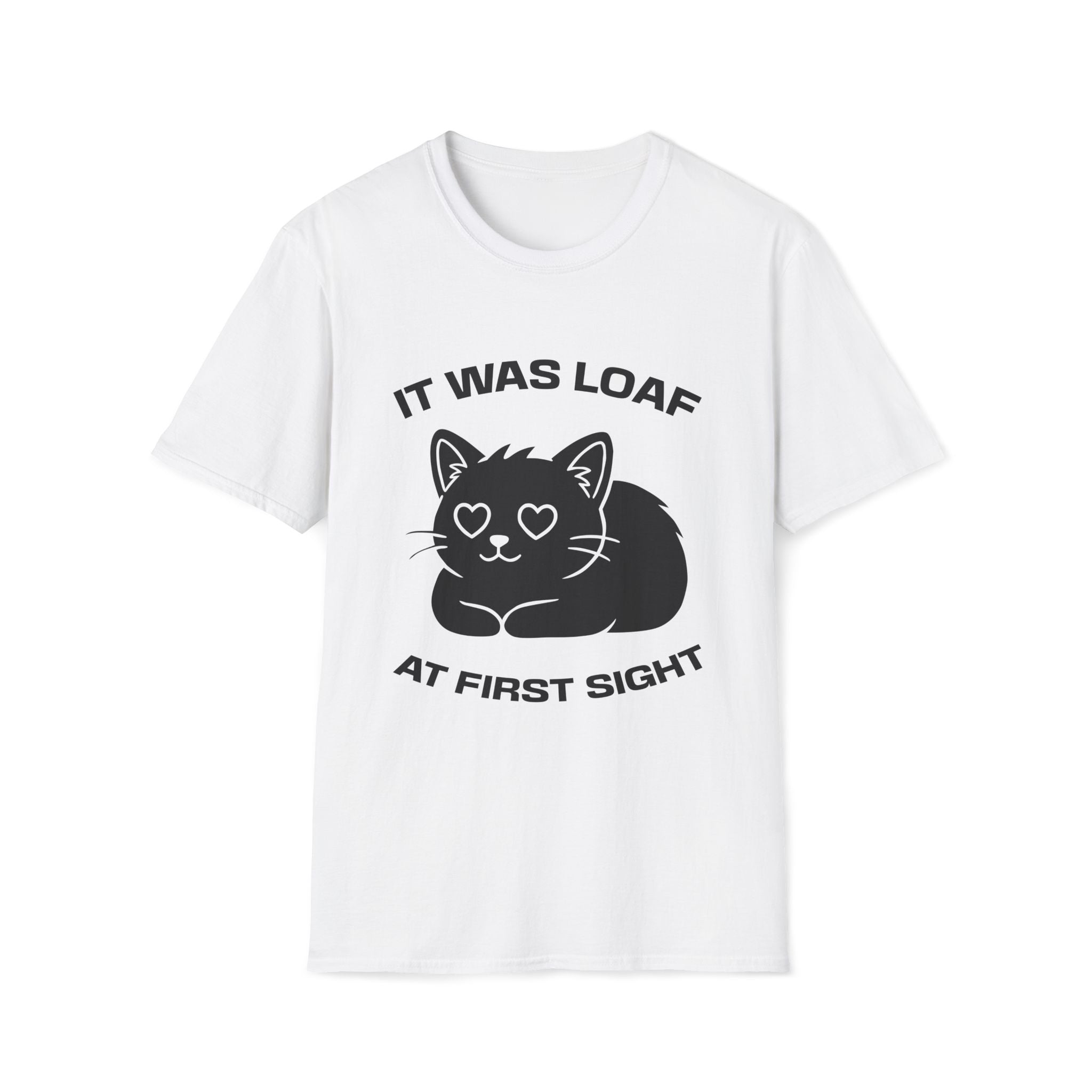 T-Shirt — 'IT WAS LOAF AT FIRST SIGHT' Tired Cat Graphic Tee (Tired jokes)
