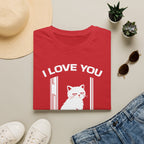 T-Shirt — 'I Love You Please Go Awway' Tired Cat Graphic Tee (Tired jokes)