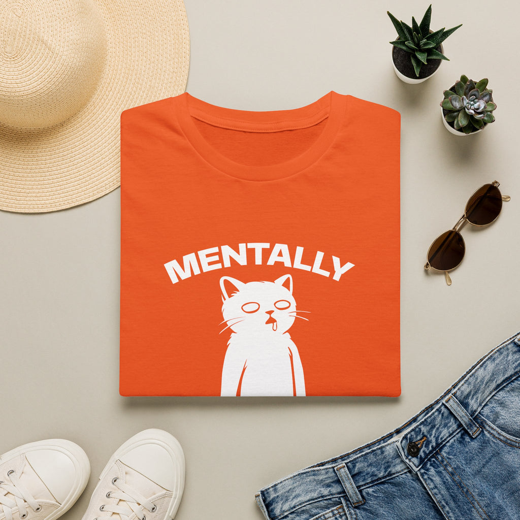 T-Shirt — 'Mentally Gone' Tired Cat Graphic Tee (Tired jokes)