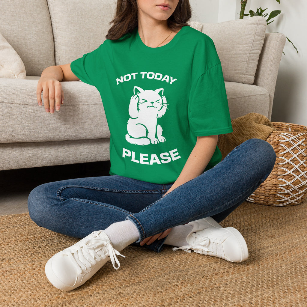 T-Shirt — 'Not Today Please' Tired Cat Graphic Tee (Tired jokes)