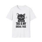 T-Shirt — 'This Is My Social Face' Tired Cat Graphic Tee (Tired jokes)