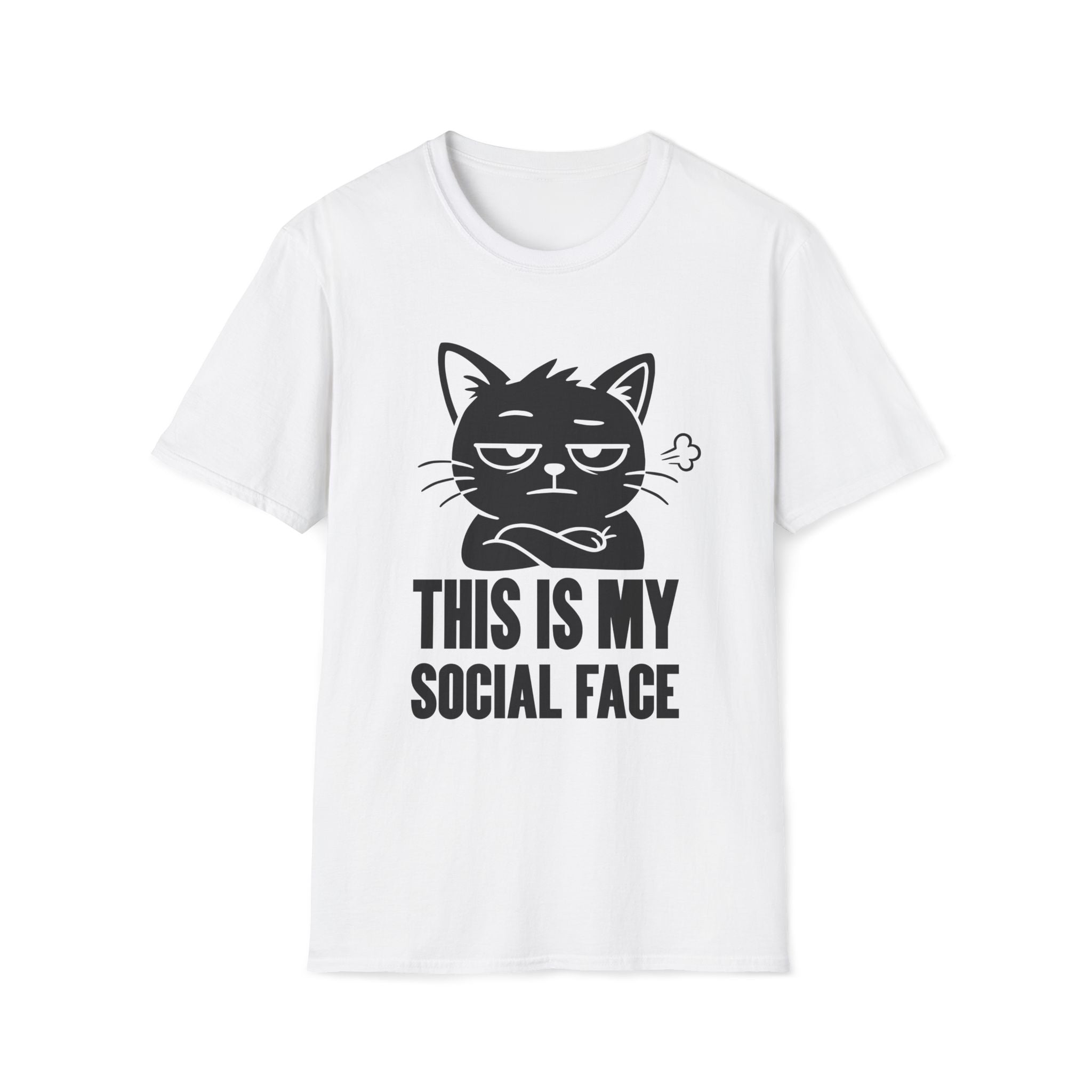 T-Shirt — 'This Is My Social Face' Tired Cat Graphic Tee (Tired jokes)