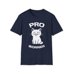 T-Shirt — 'Pro Worrier' Tired Cat Graphic Tee (Tired jokes)