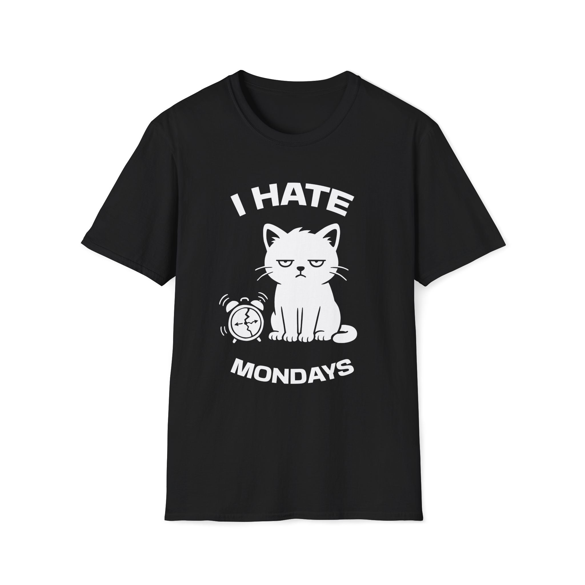 T-Shirt — 'I HATE MONDAYS ' Tired Cat Graphic Tee (Tired jokes)