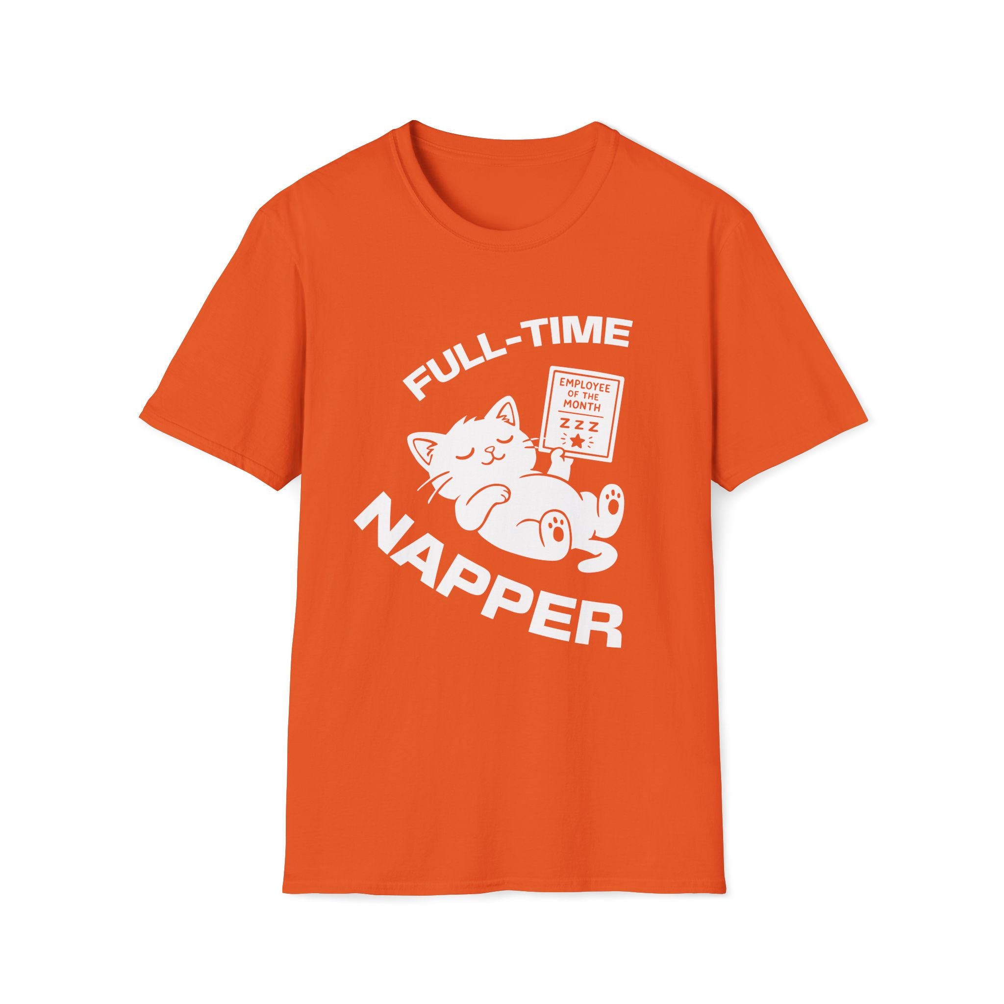 T-Shirt — 'Full Time Napper' Tired Cat Graphic Tee (Tired jokes)