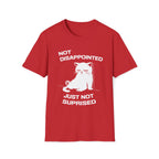 T-Shirt — 'Not Disappointed Just Not Surprised' Tired Cat Graphic Tee (Tired jokes)