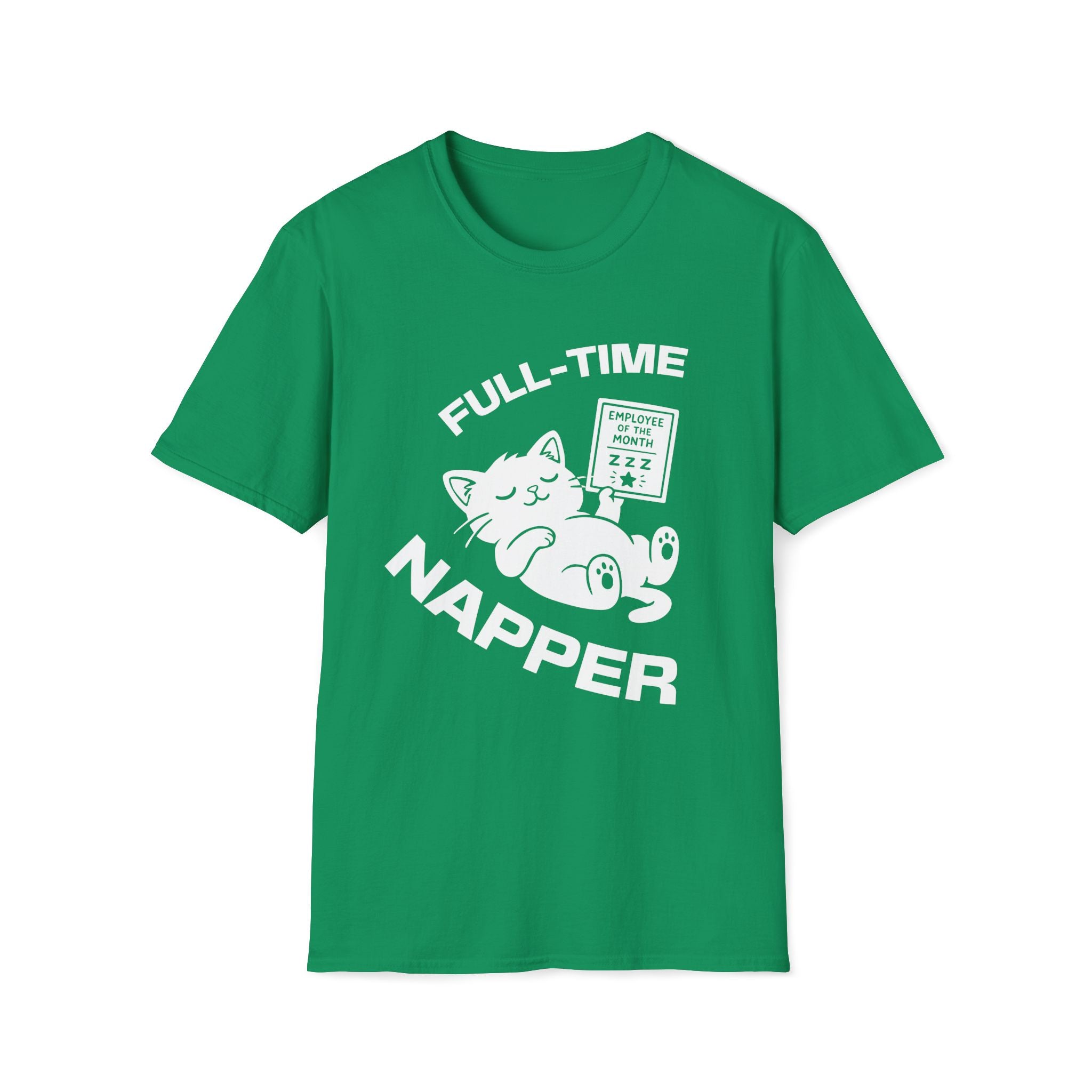 T-Shirt — 'Full Time Napper' Tired Cat Graphic Tee (Tired jokes)