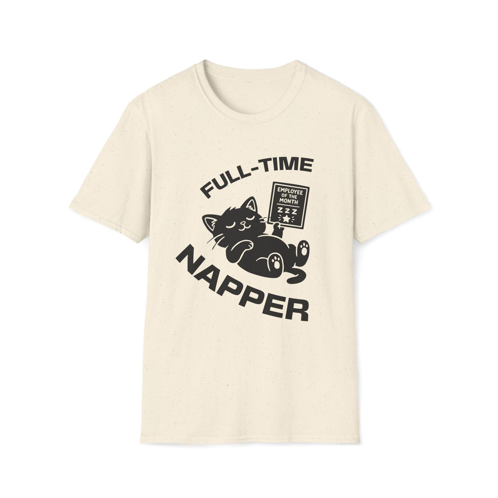 T-Shirt — 'Full Time Napper' Tired Cat Graphic Tee (Tired jokes)