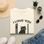 T-Shirt — 'I Love You Please Go Awway' Tired Cat Graphic Tee (Tired jokes)