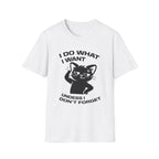T-Shirt — 'I DO WHAT I WANT UNLESS I DON'T FORGET' Tired Cat Graphic Tee (Tired jokes)