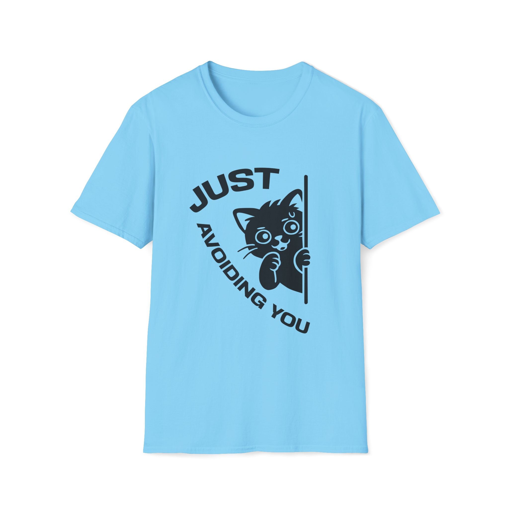 T-Shirt — 'Just Avoiding You' Tired Cat Graphic Tee (Tired jokes)