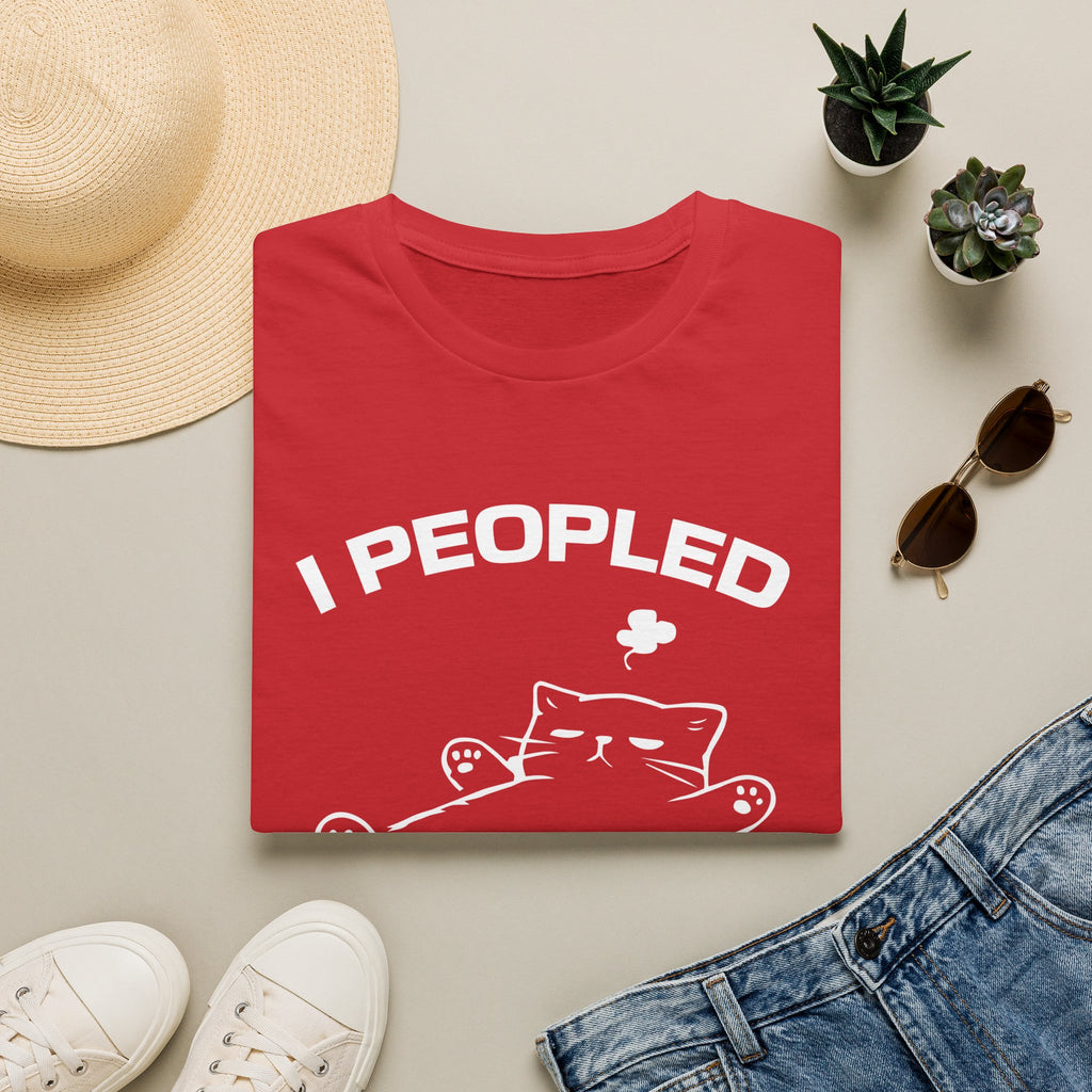 T-Shirt — 'I Peopled Enough Today' Tired Cat Graphic Tee (Tired jokes)
