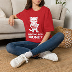T-Shirt — 'WAITING FOR MONEY' Tired Cat Graphic Tee (Tired jokes)