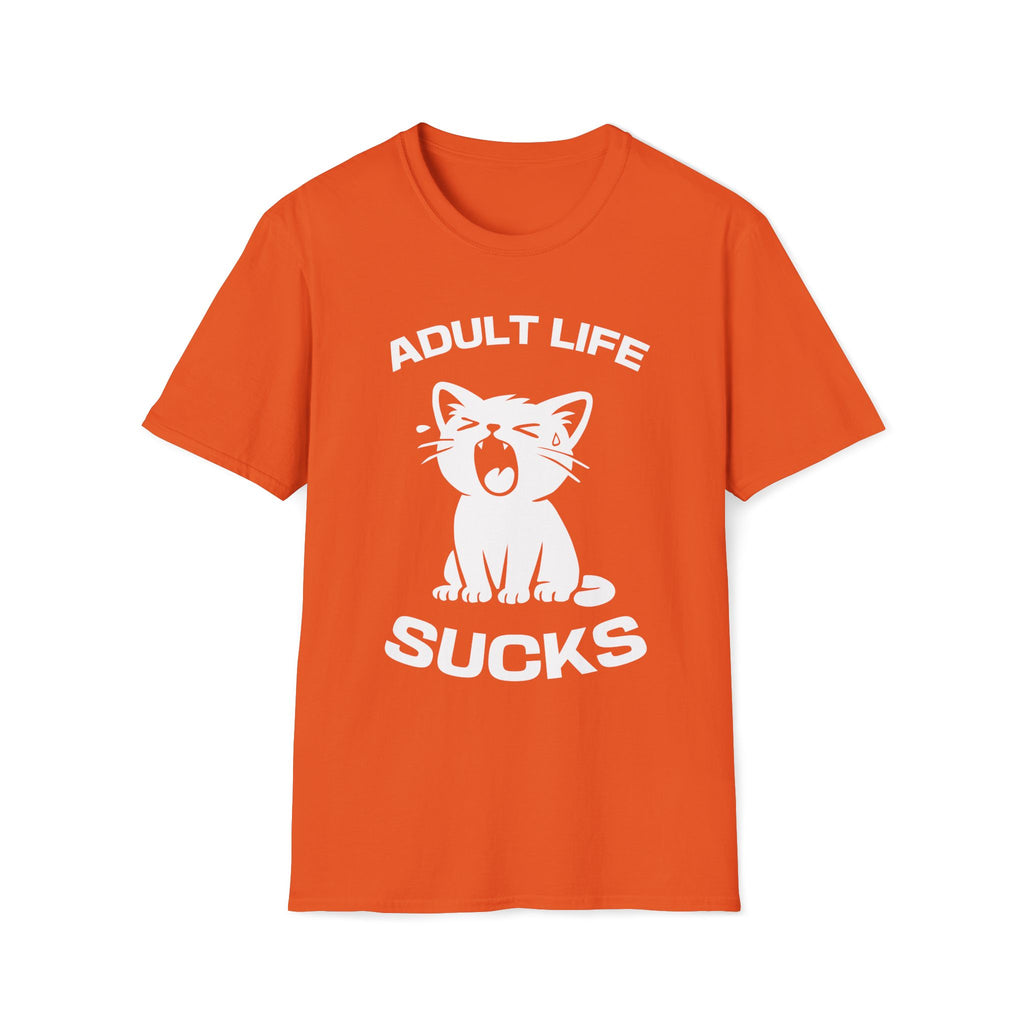 T-Shirt — 'Adult Life Sucks ' Tired Cat Graphic Tee (Tired jokes)