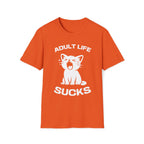 T-Shirt — 'Adult Life Sucks ' Tired Cat Graphic Tee (Tired jokes)