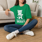 T-Shirt — 'WAITING FOR MONEY' Tired Cat Graphic Tee (Tired jokes)