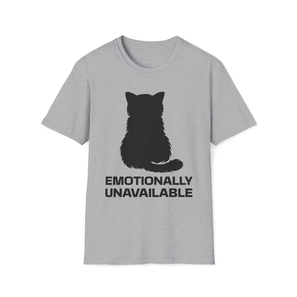T-Shirt — 'Emotionally Unavailable' Tired Cat Graphic Tee (Tired jokes)