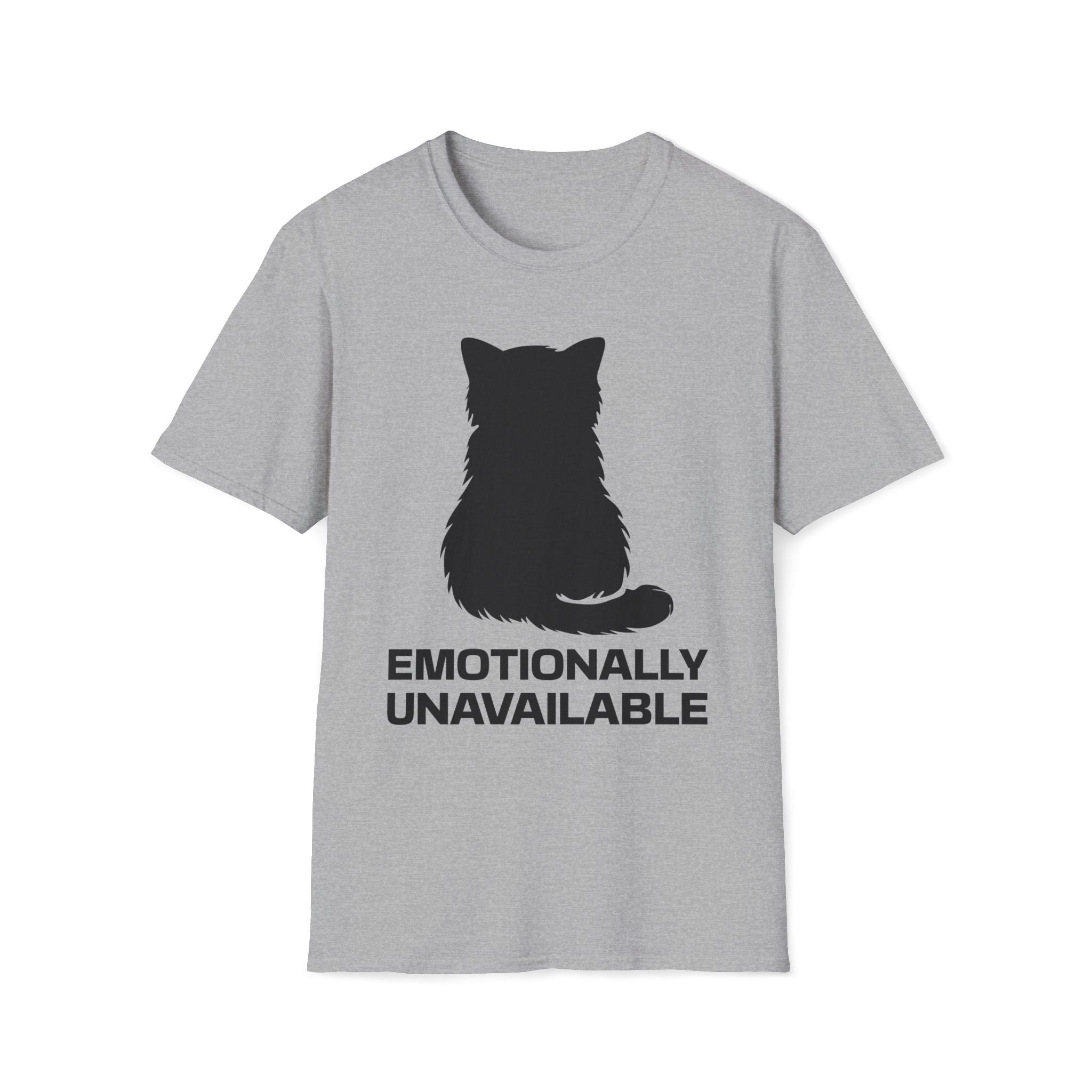 T-Shirt — 'Emotionally Unavailable' Tired Cat Graphic Tee (Tired jokes)