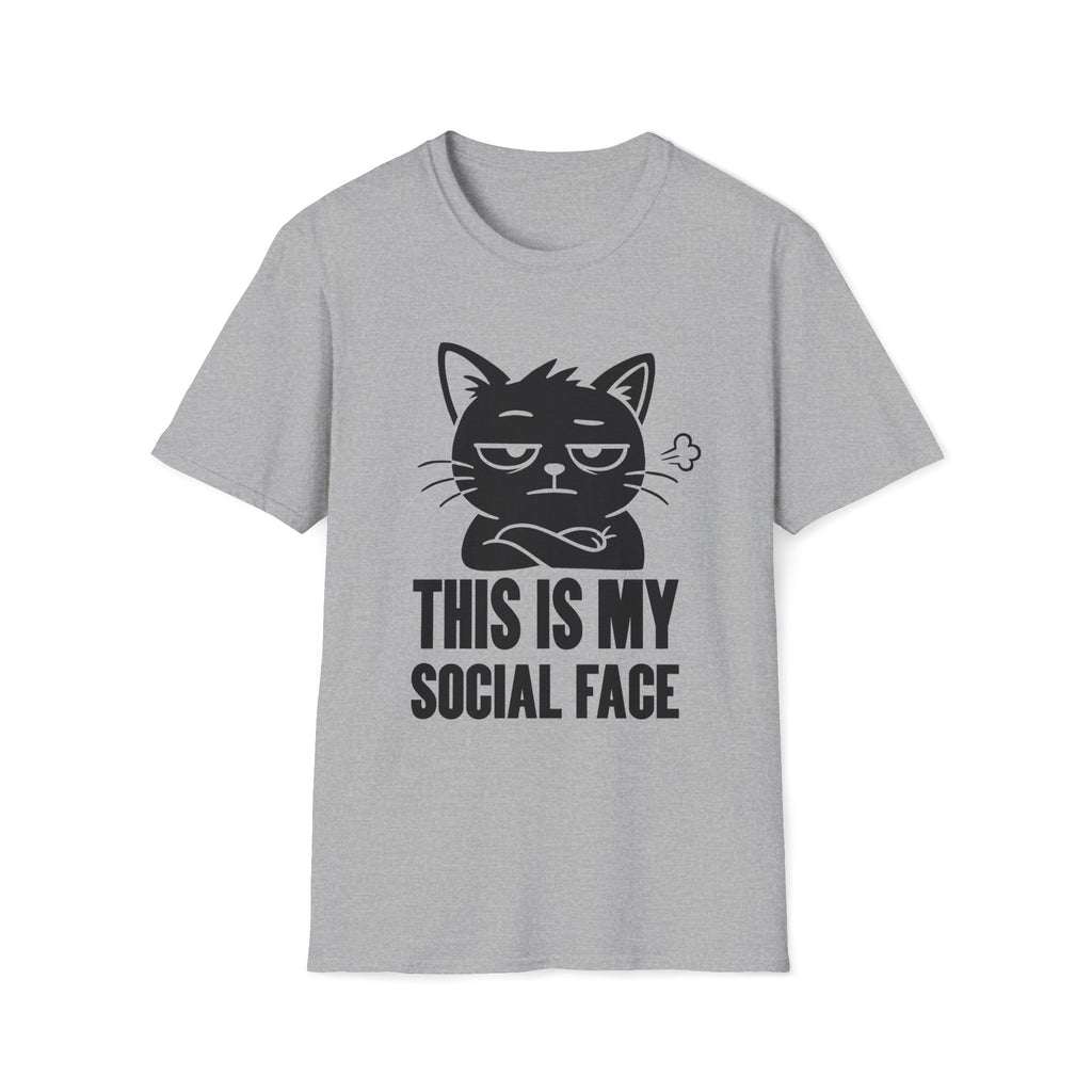 T-Shirt — 'This Is My Social Face' Tired Cat Graphic Tee (Tired jokes)