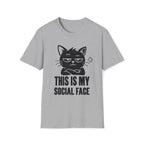 T-Shirt — 'This Is My Social Face' Tired Cat Graphic Tee (Tired jokes)