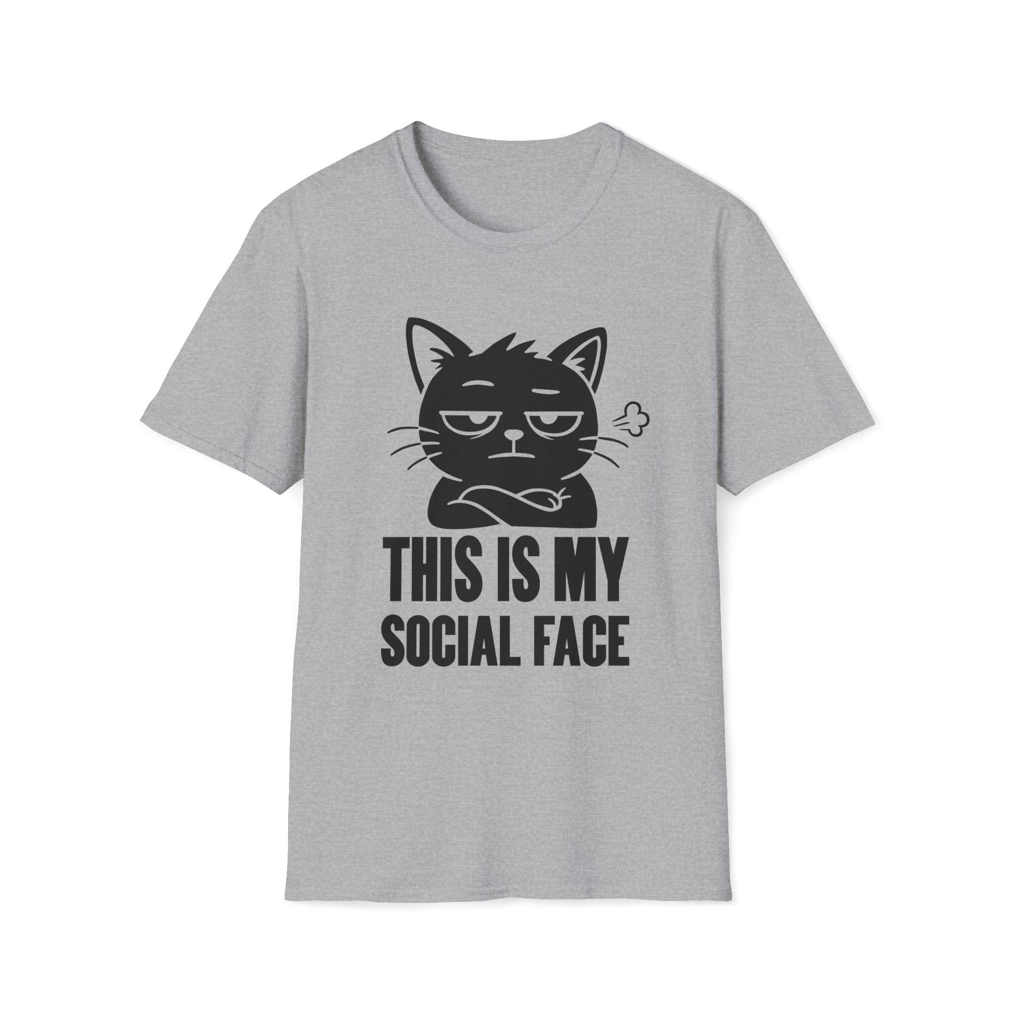 T-Shirt — 'This Is My Social Face' Tired Cat Graphic Tee (Tired jokes)