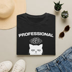 T-Shirt — 'Professional Overthinker' Tired Cat Graphic Tee (Tired jokes)